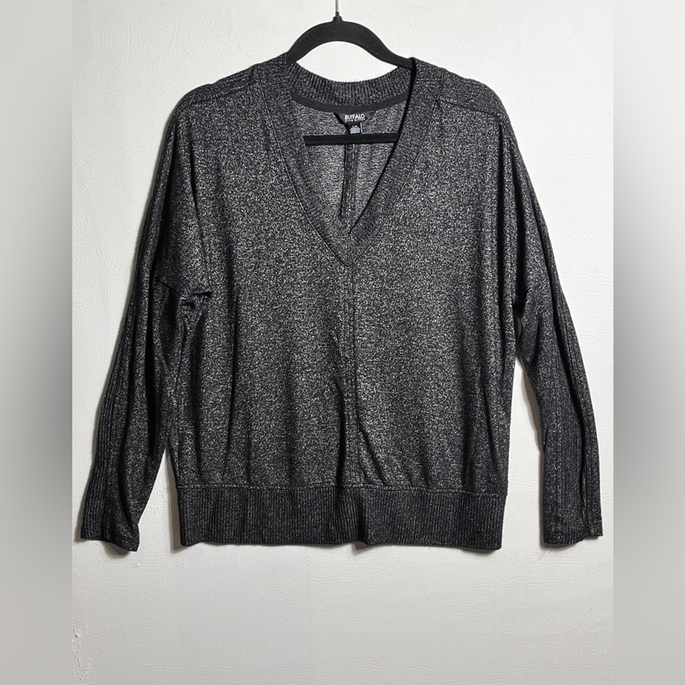 Buffalo David Bitton Super Soft Gray V-Neck Sweater Large